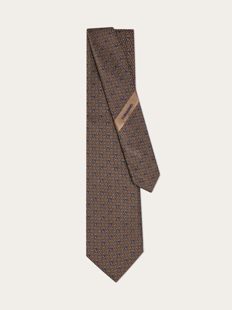Ferragamo | Men's Gancini Jacquard Tie - Gray/Blue