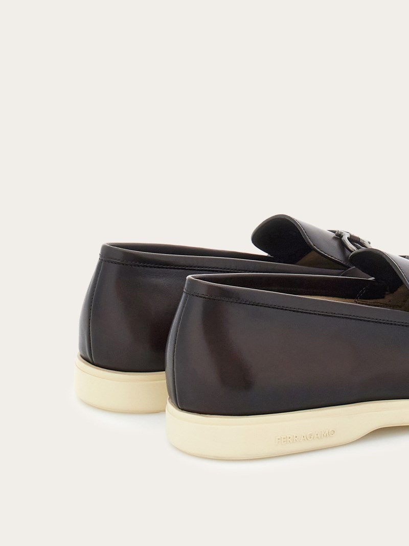 Ferragamo | Men's Casual Loafer With Gancini Ornament - Testa Di Moro