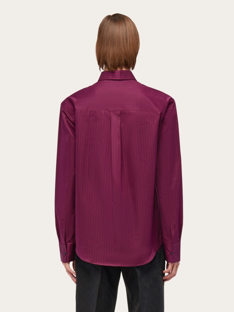 Ferragamo | Men's Micro Checked Long Sleeved Shirt - Oxblood/Red