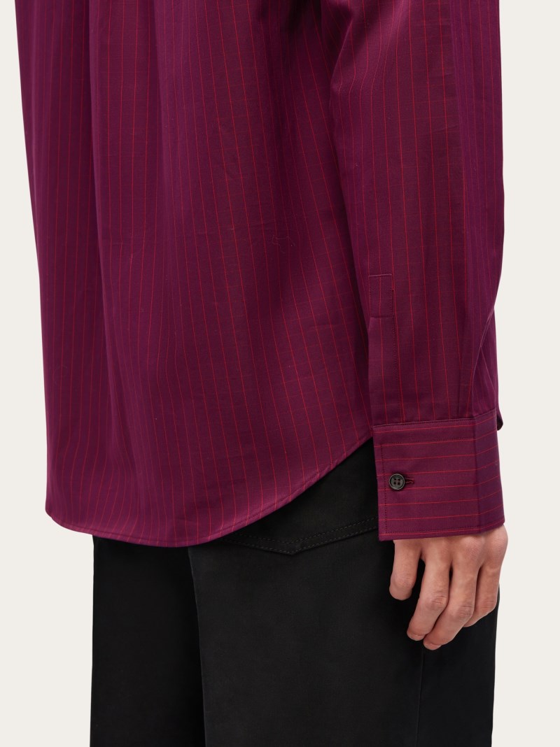 Ferragamo | Men's Micro Checked Long Sleeved Shirt - Oxblood/Red