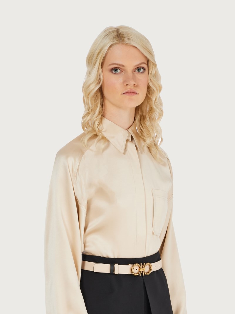 Ferragamo | Women's Adjustable And Reversible Gancini Belt - Bone/Black
