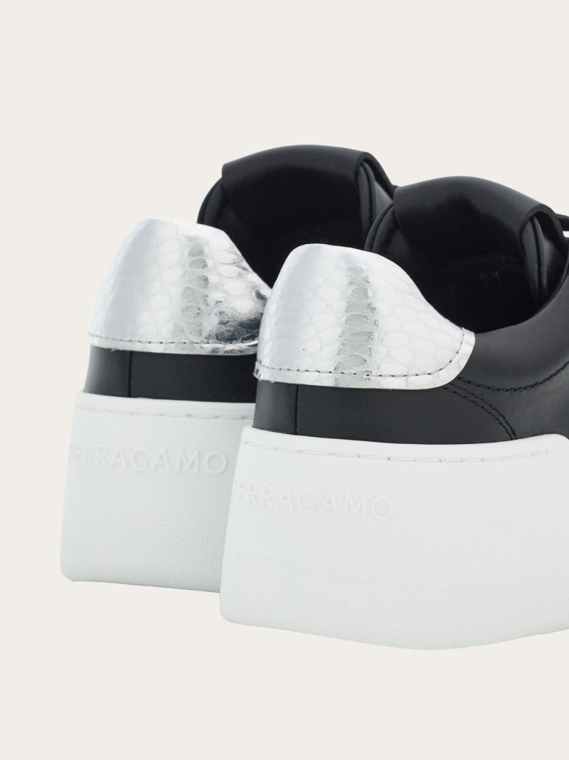 Ferragamo | Women's Wedge Sneaker - Black/Silver