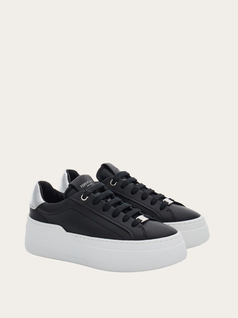 Ferragamo | Women's Wedge Sneaker - Black/Silver