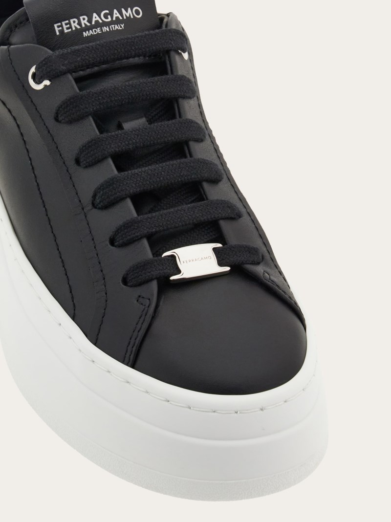 Ferragamo | Women's Wedge Sneaker - Black/Silver