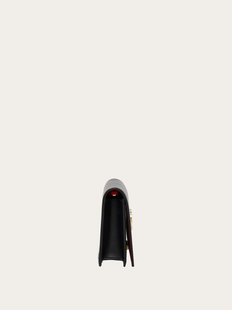 Ferragamo | Women's Double Gancini Mini Bag - Black/Flame Red