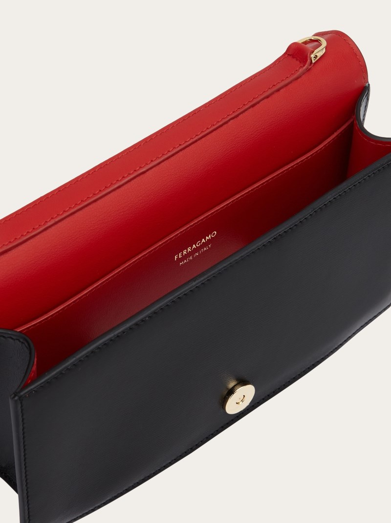 Ferragamo | Women's Double Gancini Mini Bag - Black/Flame Red