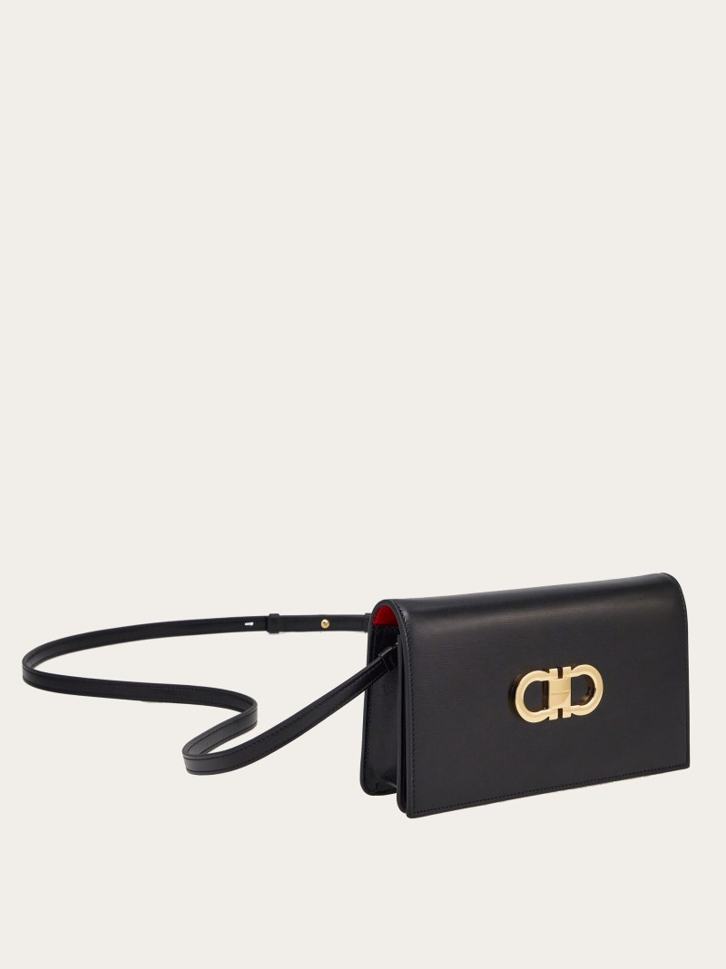 Ferragamo | Women's Double Gancini Mini Bag - Black/Flame Red