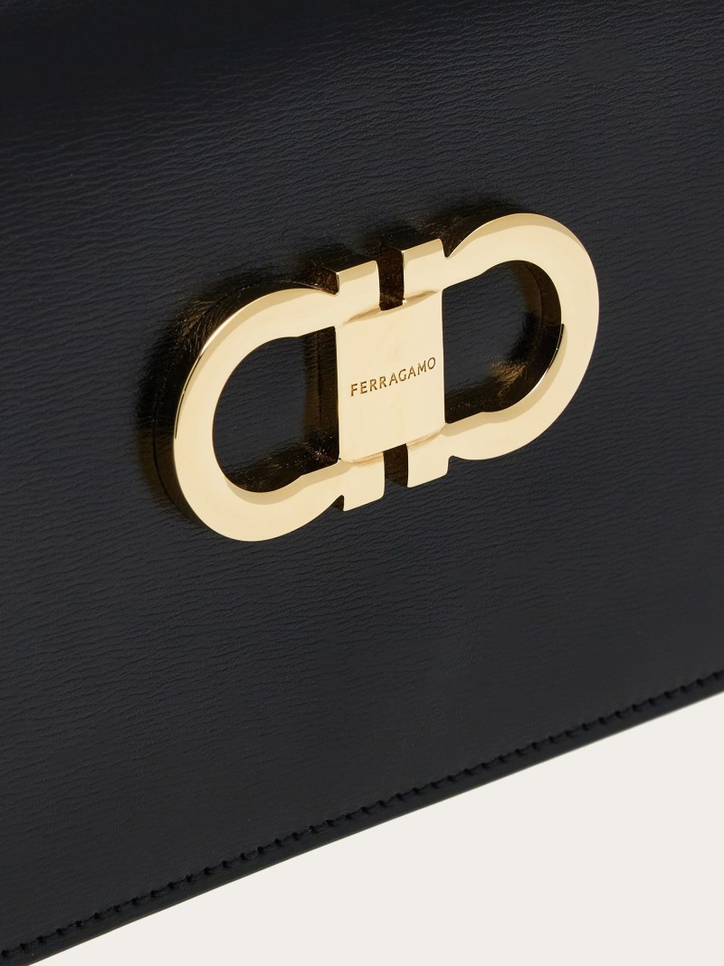 Ferragamo | Women's Double Gancini Mini Bag - Black/Flame Red