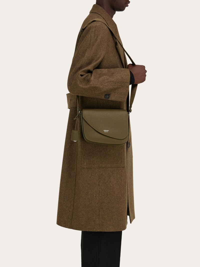 Ferragamo | Men's Fiamma Crossbody Bag - Olive Green