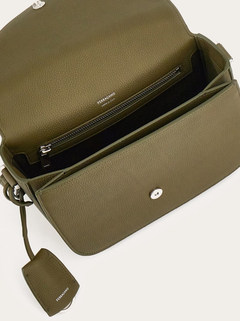 Ferragamo | Men's Fiamma Crossbody Bag - Olive Green