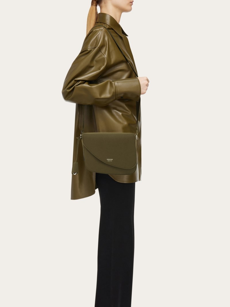 Ferragamo | Men's Fiamma Crossbody Bag - Olive Green