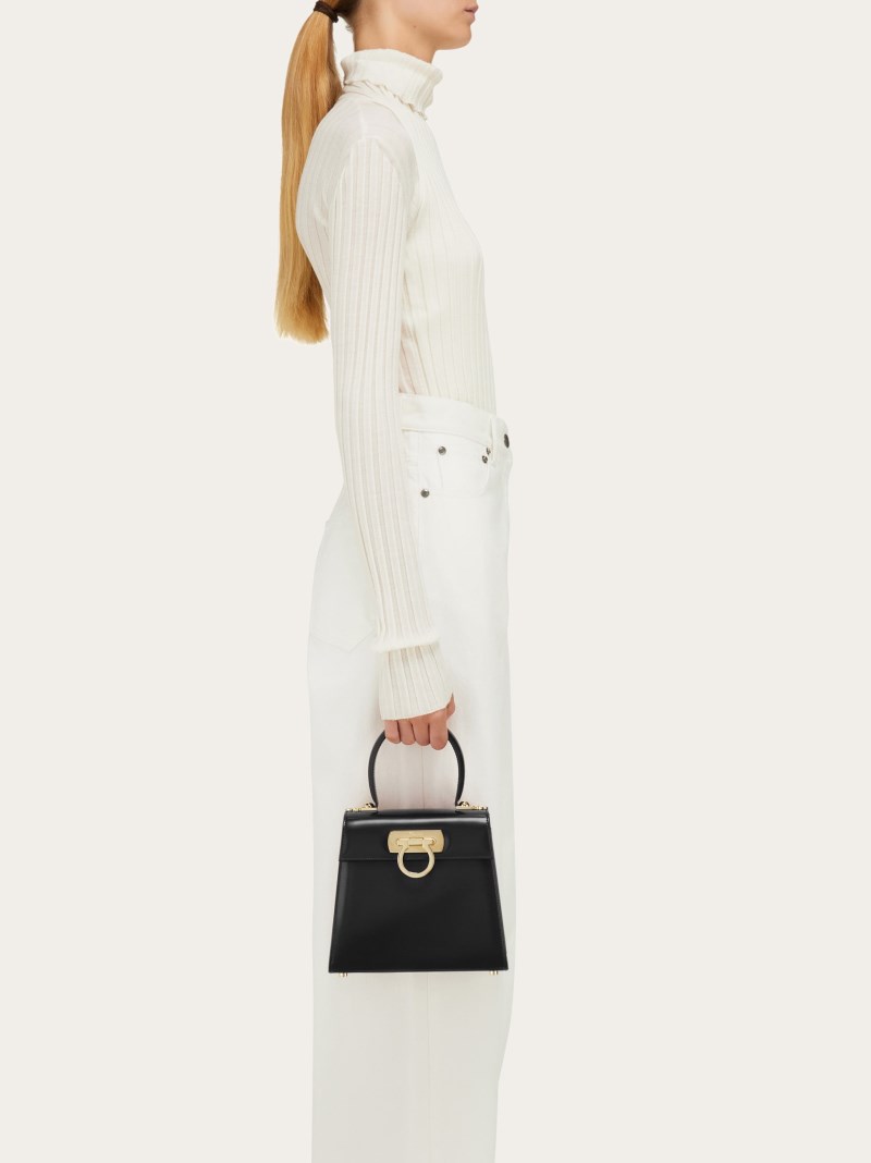 Ferragamo | Women's Iconic Top Handle - Shiny Black