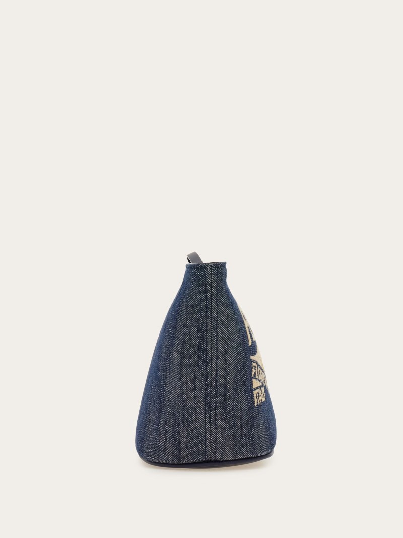 Ferragamo | Women's Pouch With Logo - Natural/Denim
