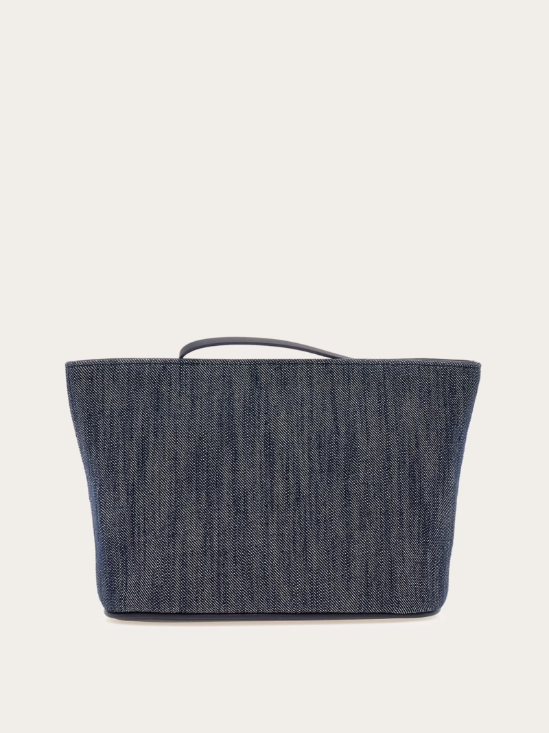 Ferragamo | Women's Pouch With Logo - Natural/Denim