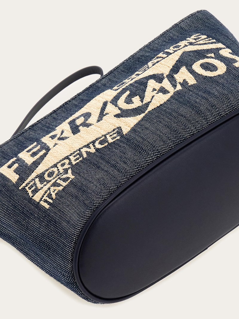 Ferragamo | Women's Pouch With Logo - Natural/Denim