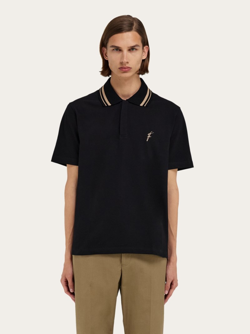 Ferragamo | Men's Organic Cotton Polo Shirt - Black