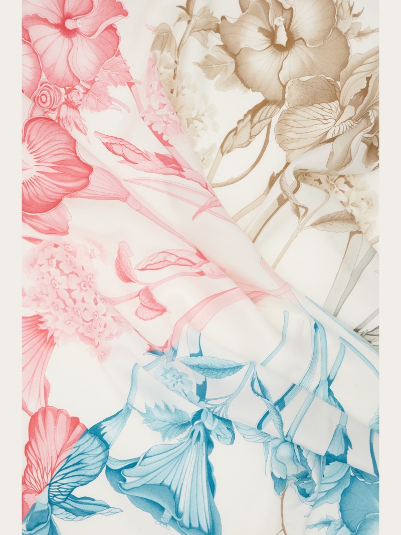 Ferragamo | Women's Hydrangea Print Silk Scarf - Pastel