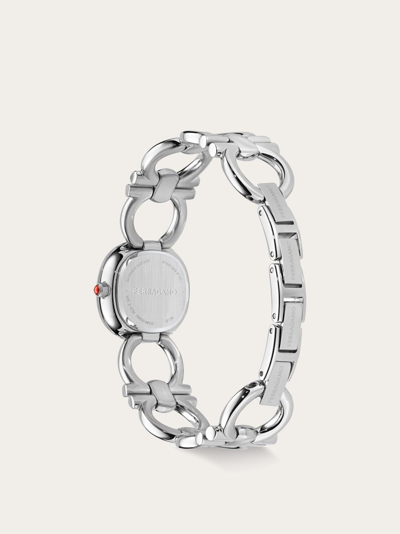 Ferragamo | Women's Double Gancini Watch - Stainless Steel/White Silver