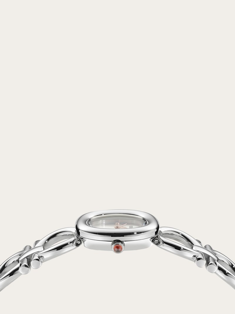 Ferragamo | Women's Double Gancini Watch - Stainless Steel/White Silver