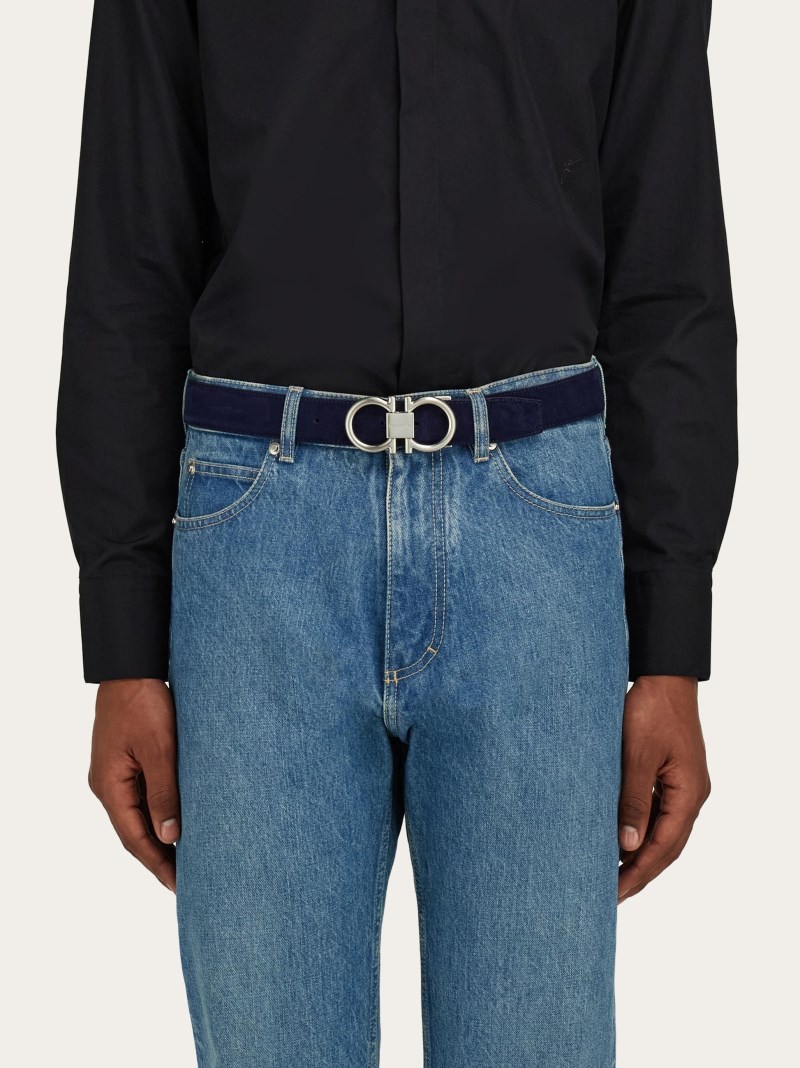 Ferragamo | Men's Adjustable Gancini Belt - Midnight Blue