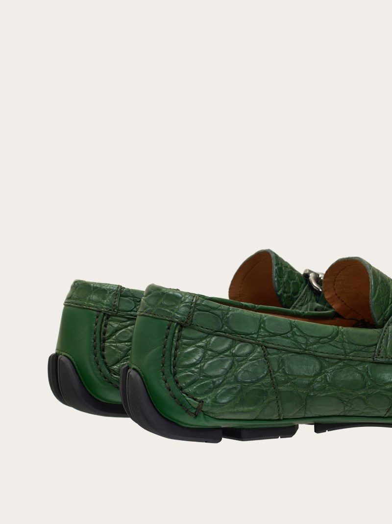 Ferragamo | Men's Driver With Gancini Ornament - Forest Green