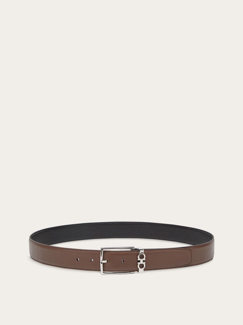 Ferragamo | Men's Reversible And Adjustable Gancini Belt - Clay/Black