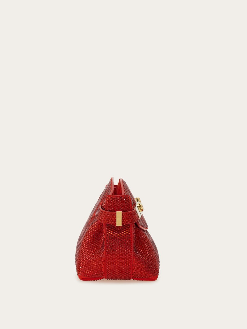 Ferragamo | Women's Hug Soft Crossbody Bag With Crystals - Flame Red