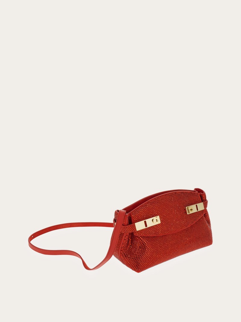 Ferragamo | Women's Hug Soft Crossbody Bag With Crystals - Flame Red