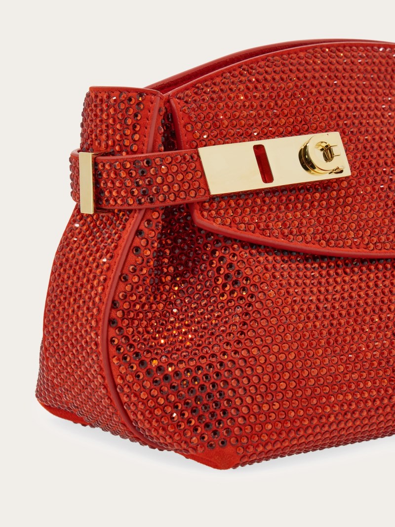 Ferragamo | Women's Hug Soft Crossbody Bag With Crystals - Flame Red