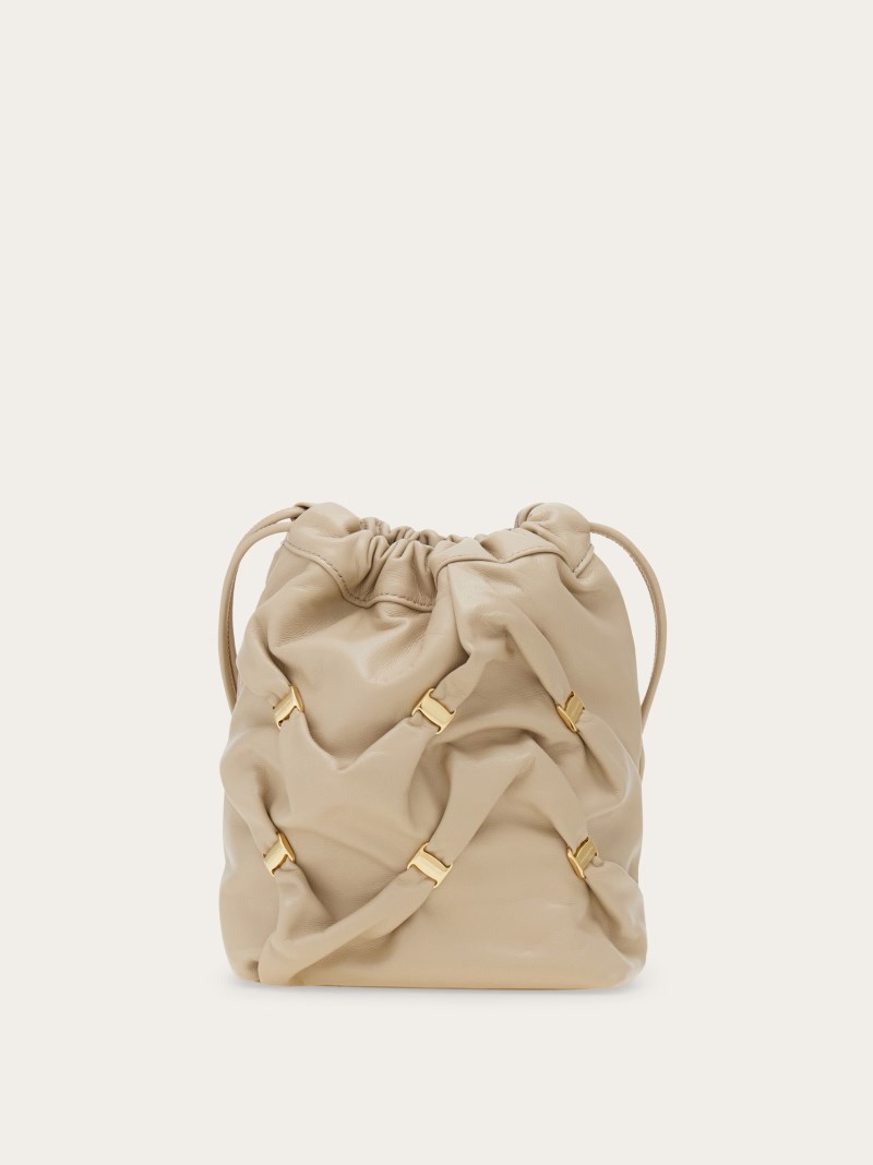 Ferragamo | Women's Mini Bucket Bag With Vara Bows - Stone