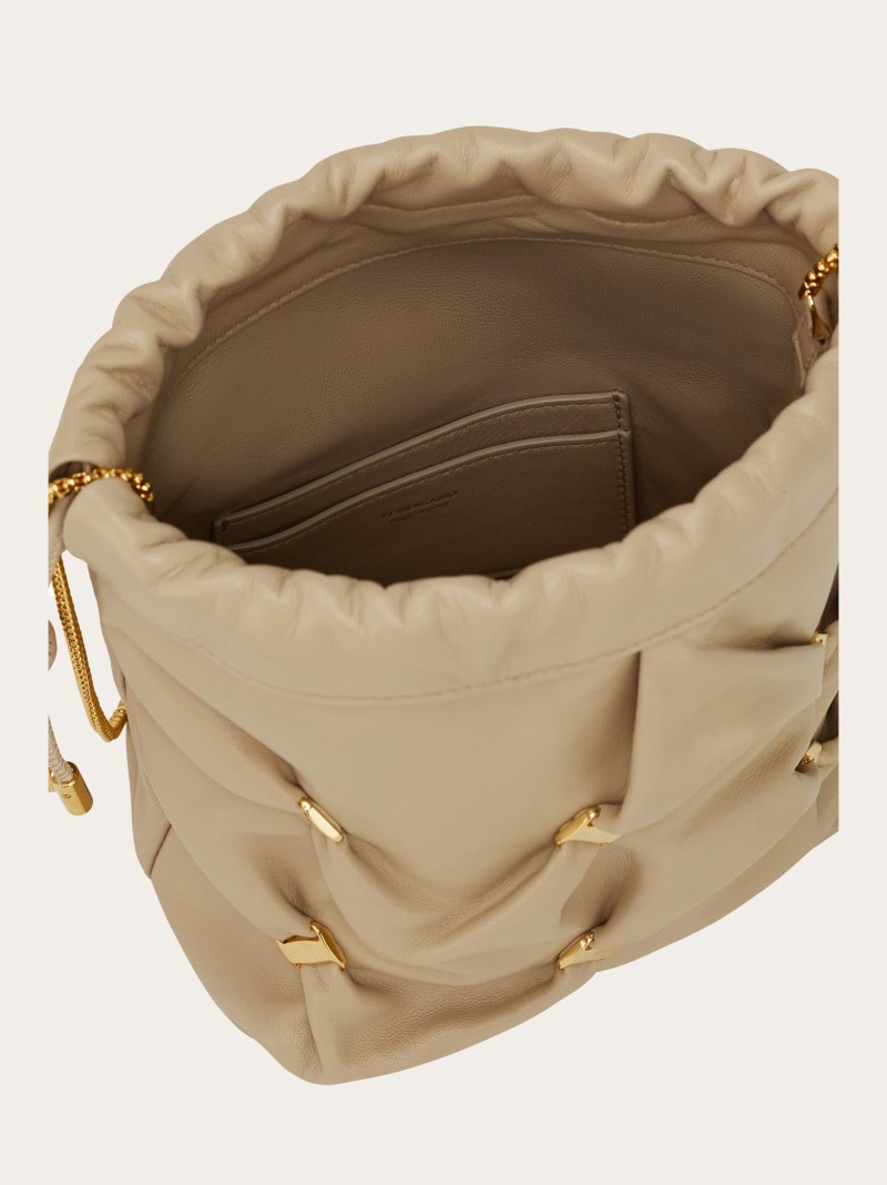 Ferragamo | Women's Mini Bucket Bag With Vara Bows - Stone