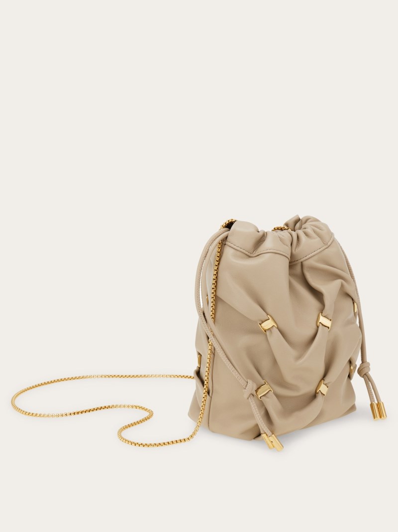 Ferragamo | Women's Mini Bucket Bag With Vara Bows - Stone