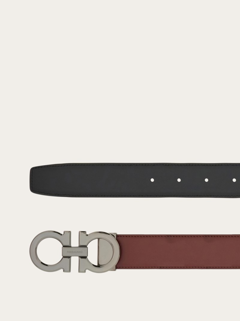 Ferragamo | Men's Reversible And Adjustable Gancini Belt - Burgundy/Black