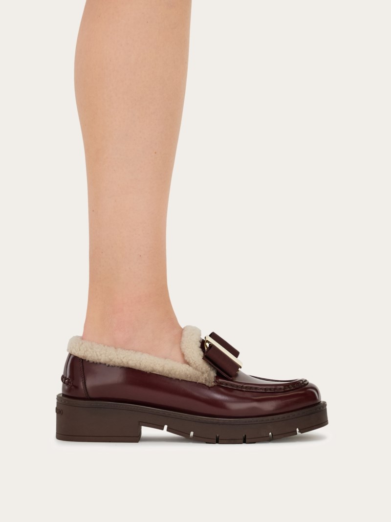 Ferragamo | Women's Merino Wool Lined Vara Bow Loafer - Oxblood