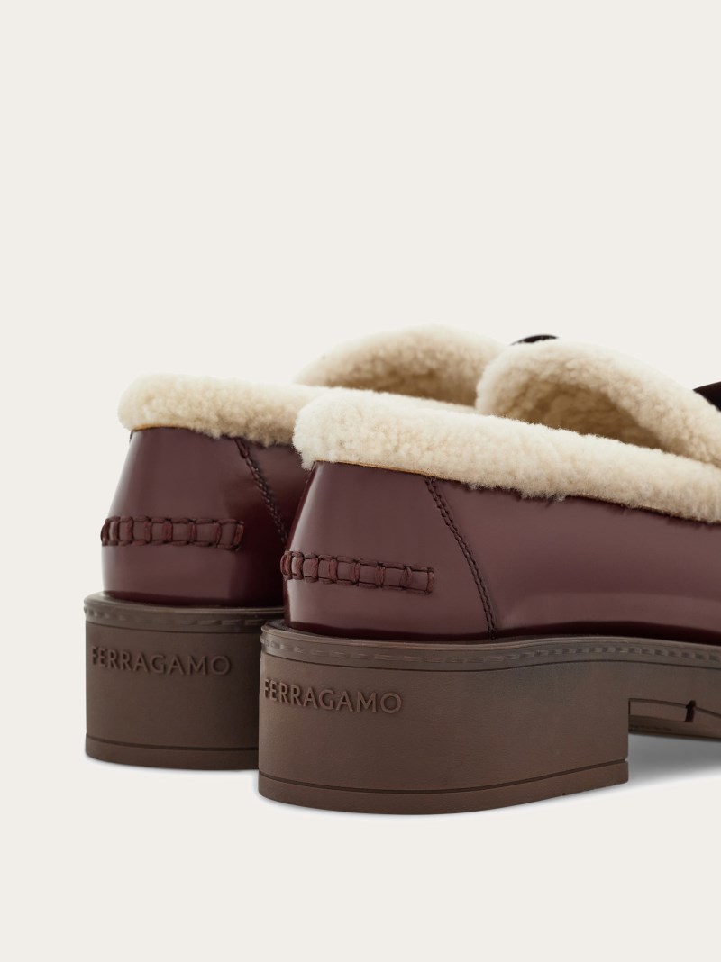 Ferragamo | Women's Merino Wool Lined Vara Bow Loafer - Oxblood