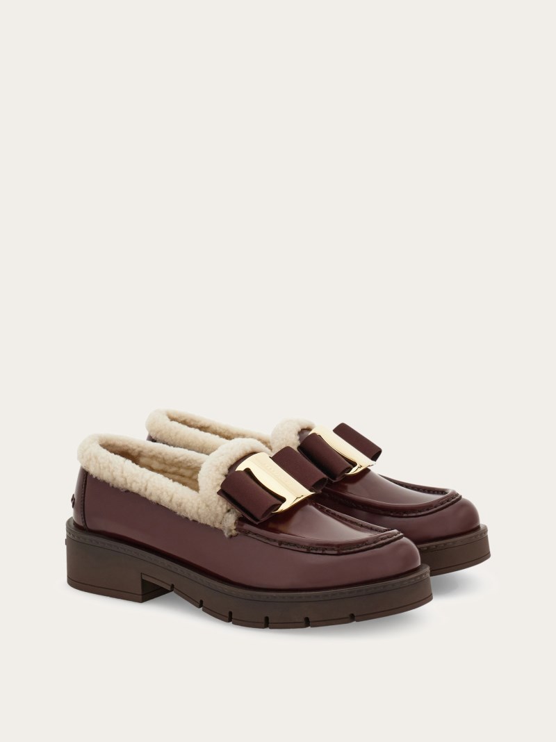 Ferragamo | Women's Merino Wool Lined Vara Bow Loafer - Oxblood