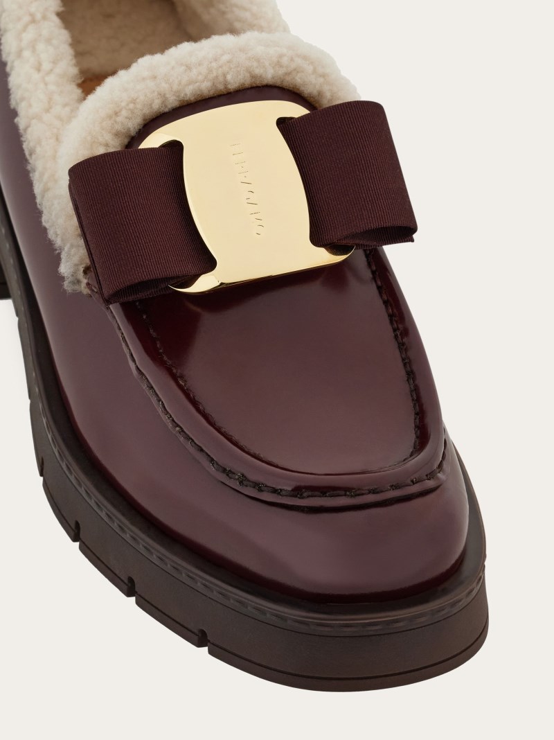 Ferragamo | Women's Merino Wool Lined Vara Bow Loafer - Oxblood
