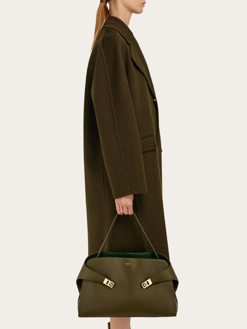 Ferragamo | Women's Hug Soft Bicolor Shoulder Bag - Olive Green