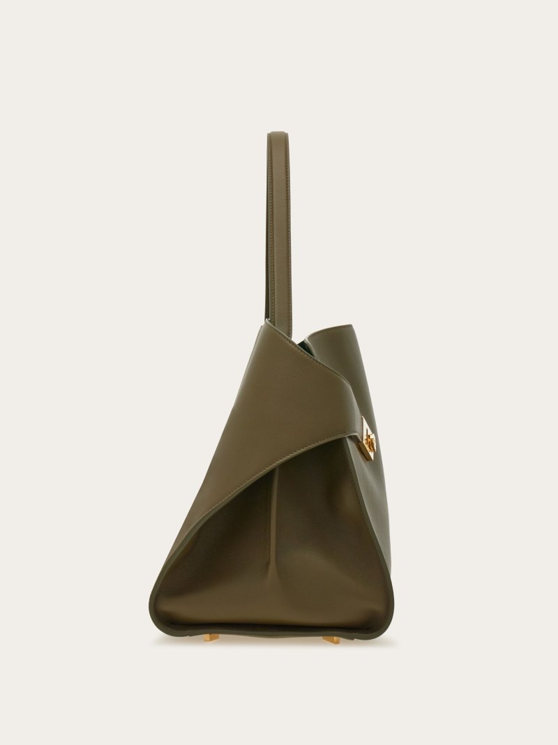 Ferragamo | Women's Hug Soft Bicolor Shoulder Bag - Olive Green