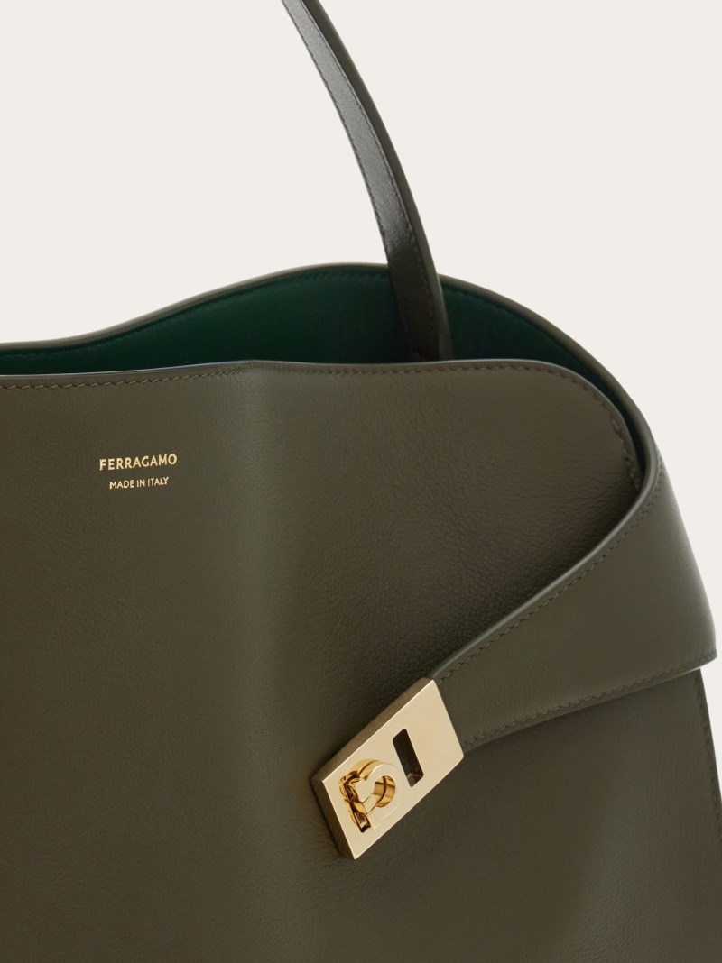 Ferragamo | Women's Hug Soft Bicolor Shoulder Bag - Olive Green