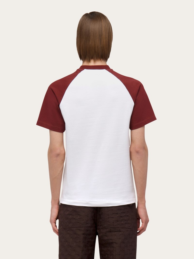 Ferragamo | Men's Flocked Print T-Shirt - White/Bordeaux