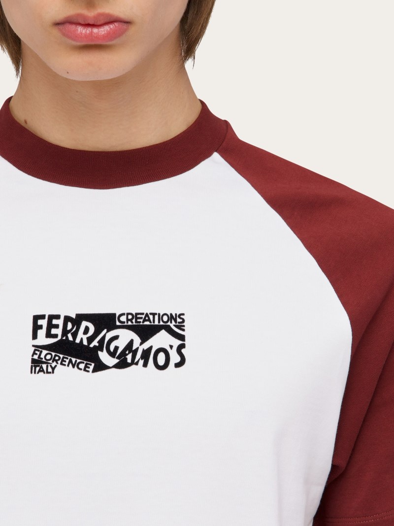 Ferragamo | Men's Flocked Print T-Shirt - White/Bordeaux