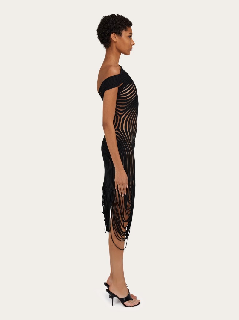 Ferragamo | Women's Midi Dress With Asymmetric Drape - Black