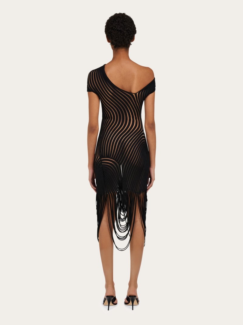 Ferragamo | Women's Midi Dress With Asymmetric Drape - Black