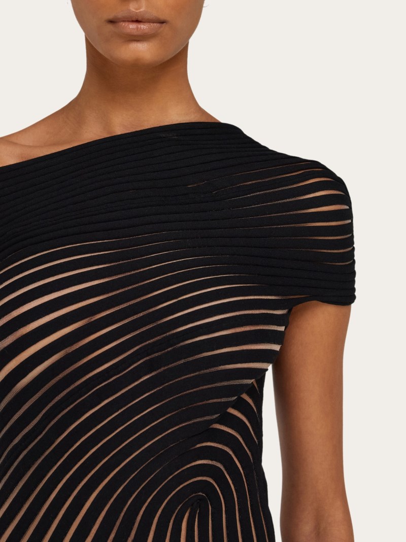 Ferragamo | Women's Midi Dress With Asymmetric Drape - Black