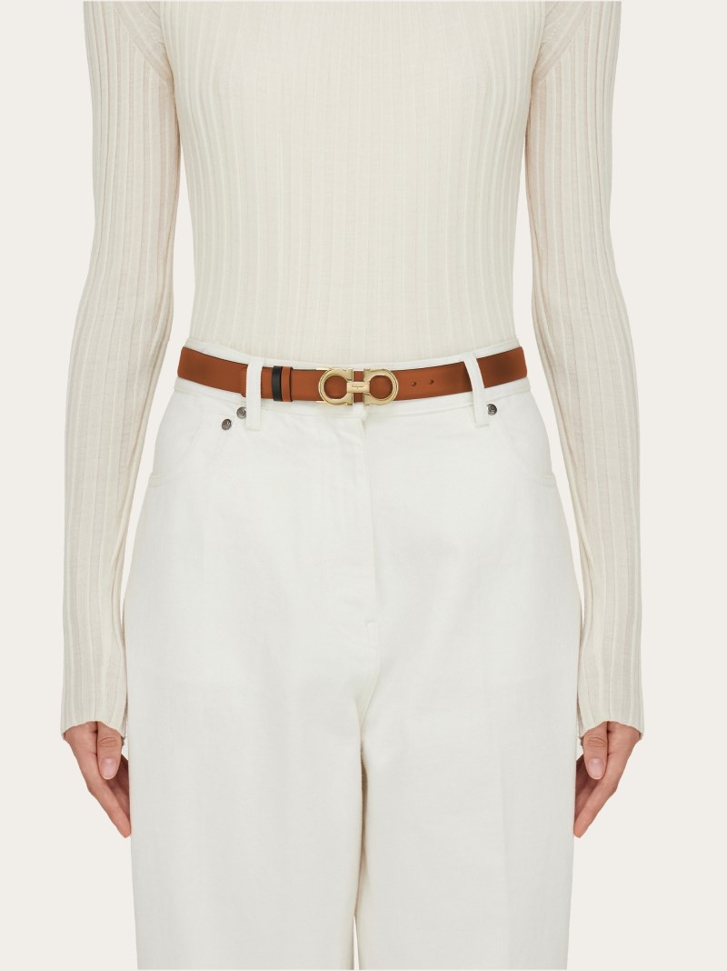 Ferragamo | Women's Reversible And Adjustable Gancini Belt - Sella/Black