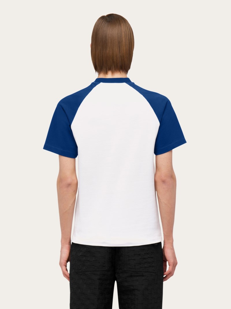Ferragamo | Men's Flocked Print T-Shirt - White/Teal Blue
