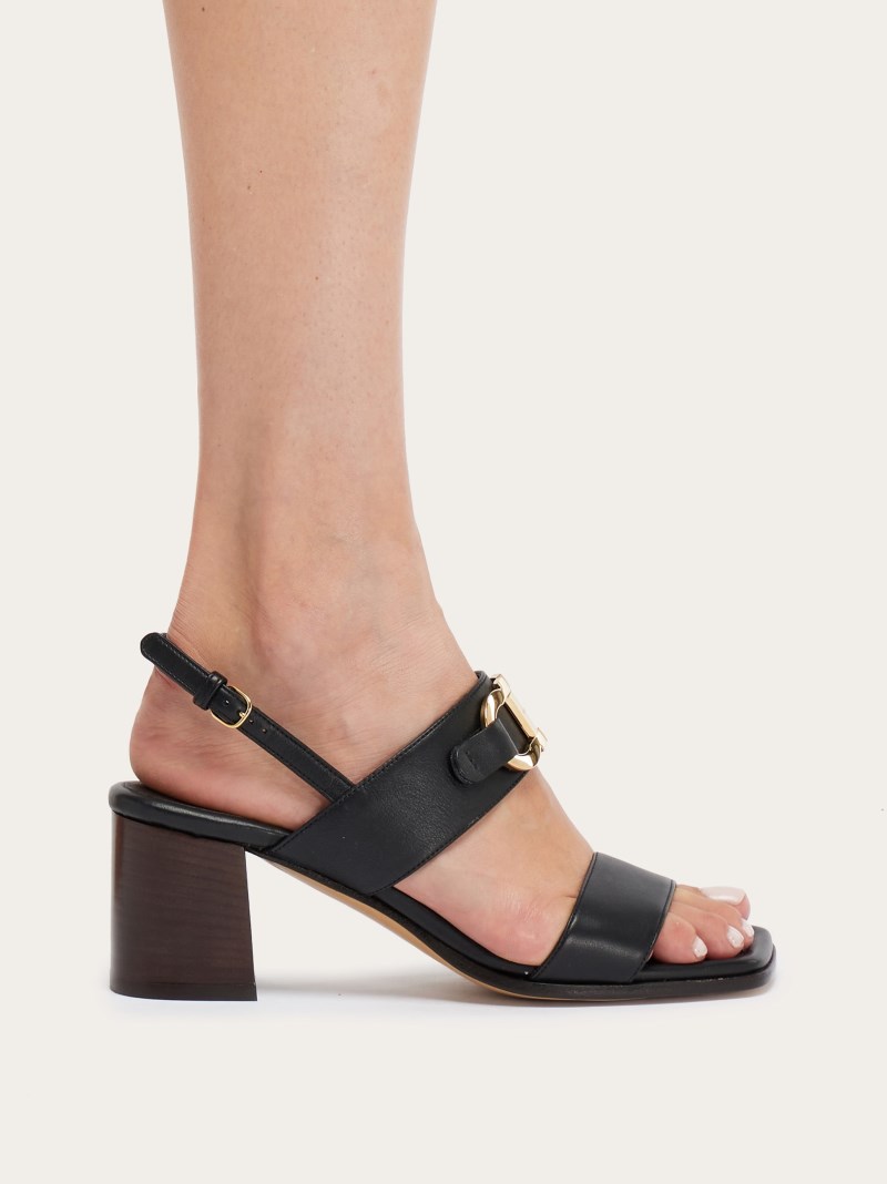 Ferragamo | Women's Sandal With Gancini Ornament - Black