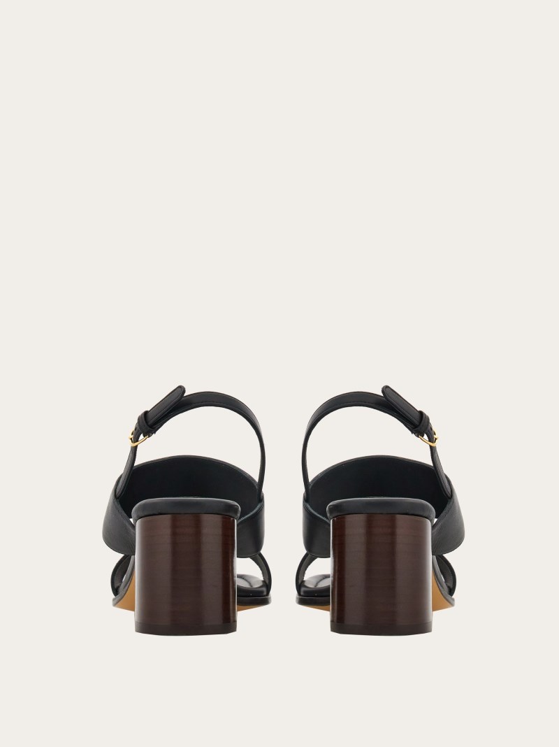 Ferragamo | Women's Sandal With Gancini Ornament - Black