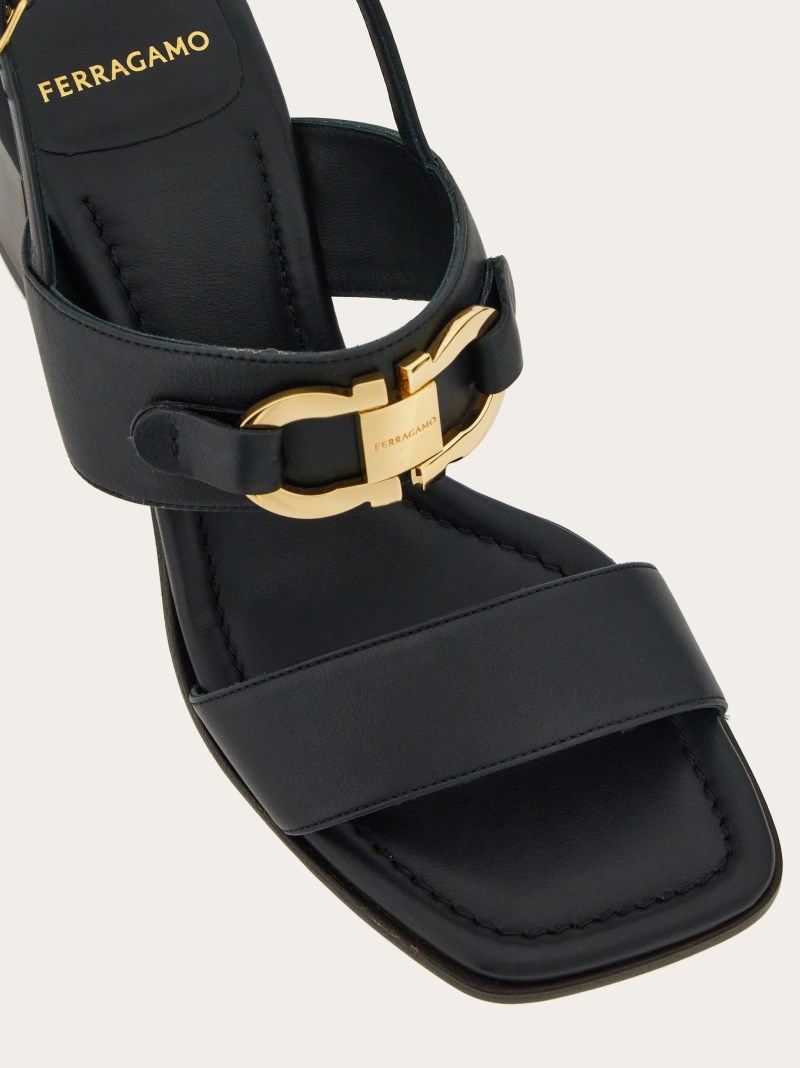 Ferragamo | Women's Sandal With Gancini Ornament - Black
